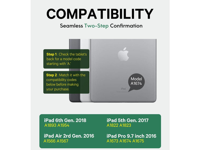 For iPad 9.7 inch Case with Keyboard, iPad 6th Gen (2018), iPad 5th Gen (2017), iPad Air 2 (2014), 7 Color Backlit, Support 2 BT Devices, Touchpad...