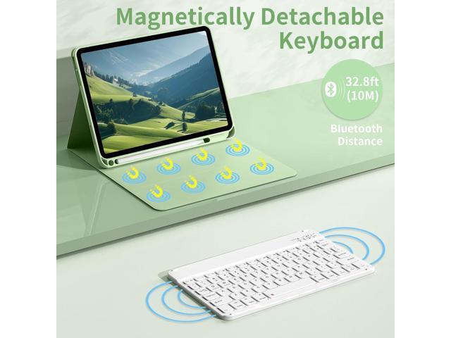 Keyboard Case for iPad 10th Generation 10.9 inch, Stand Folio Detachable Wireless Bluetooth Rechargeable Keyboard Soft TPU Back Case with Pencil...