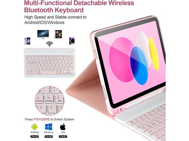 iPad 10th Generation Case with Keyboard,Keyboard Case for iPad 10th Gen 2022 10.9Keyboard for iPad 10th Gen with Pencil Holder,Detachable Bluetooth...