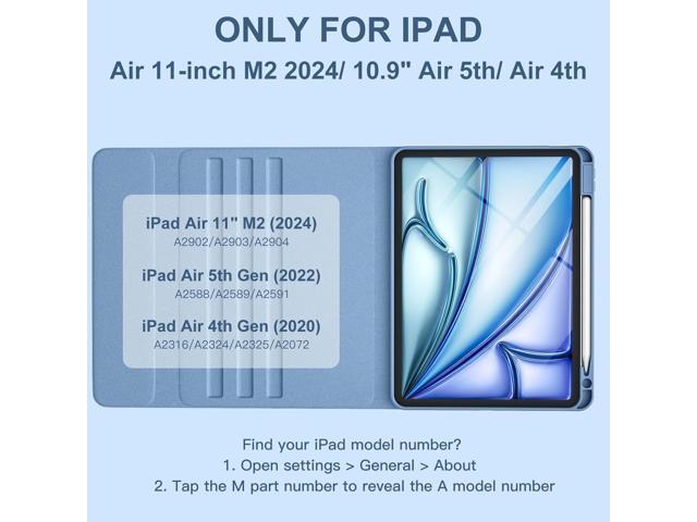 For iPad Air 11-inch M2/ 10.9 Inch Air 5th 4th Generation Case with Keyboard - Backlit Wireless Detachable, Folio Cover with Pencil Holder for iPad...