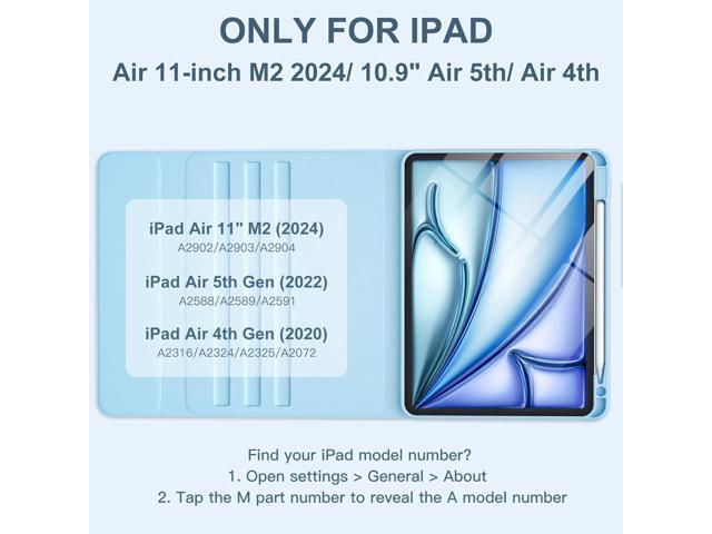 For iPad Air 11-inch M2/ 10.9 Inch Air 5th 4th Generation Case with Keyboard - Backlit Wireless Detachable, Folio Cover with Pencil Holder for iPad...