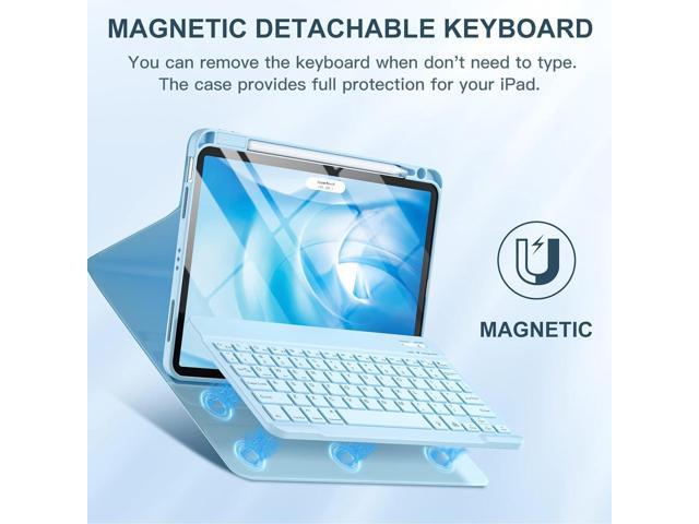 For iPad Air 11-inch M2/ 10.9 Inch Air 5th 4th Generation Case with Keyboard - Backlit Wireless Detachable, Folio Cover with Pencil Holder for iPad...