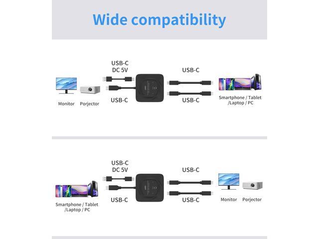 USB C Switch8K@60Hz Bi-Direction USB C Switcher 2 Computers, 2 in 1 Out/1 in 2 Out Type C Splitter KVM Switch, 10Gbps Data Transfer/100W Charging...