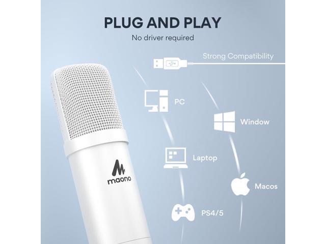 USB Microphone, 192kHz/24bit Plug & Play PC Computer Podcast Condenser Cardioid Metal Mic Kit with Professional Sound Chipset for Recording,...