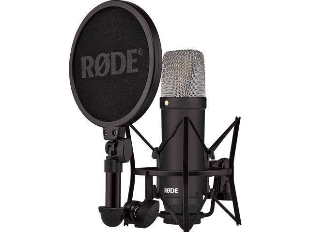 Rode NT1 Signature Series - Black Condenser Microphone with SM6 Shockmount, Tripod Base Microphone Stand and Pop Filter