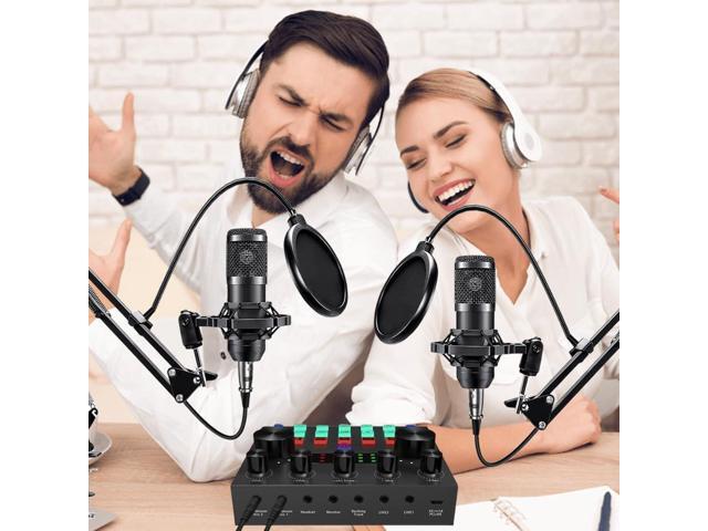 Podcast Equipment Bundle for 2, V8s DJ Mixer Voice Changer with BM-800 Podcast Microphone Bundle - Studio Condenser Microphone Perfect for...