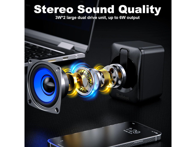 Computer Speaker USB Powered - 2.0 Mini Portable Bluetooth Subwoofer with RGB Lights Volume Control 3.5mm AUX-in HiFi Stereo Sound Desk Audio...
