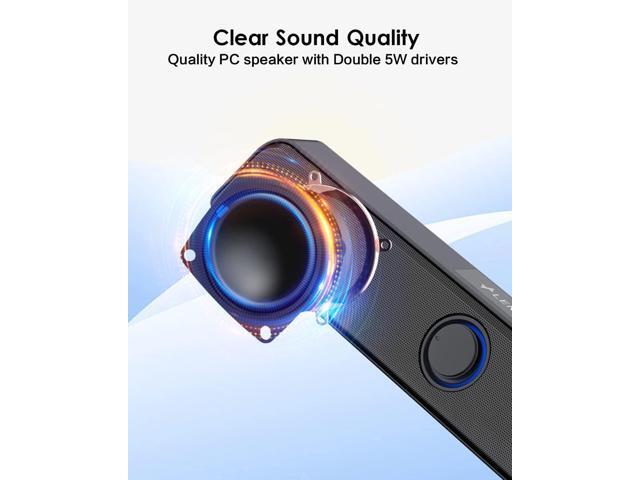 Computer Speaker, 10W PC Speaker for Desktop/Laptop,Sound bar Desktop Speaker with Clear Sound,USB Powered and 3.5 AUX-in,Plug-N-Play (Black)