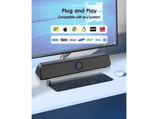 Computer Speaker, 10W PC Speaker for Desktop/Laptop,Sound bar Desktop Speaker with Clear Sound,USB Powered and 3.5 AUX-in,Plug-N-Play (Black)