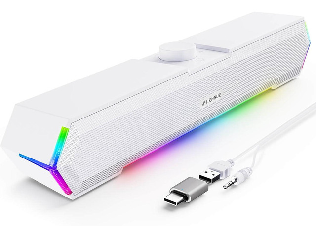 G11 Computer Speakers for Desktop, Touch Lights PC Speakers with Surge Clear Sound, USB C/USB Powered for Computer Desktop PC Laptop Monitor (White)