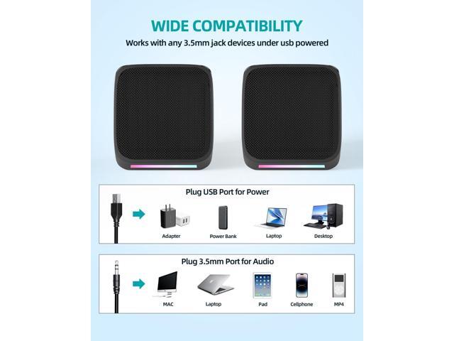 Computer Speakers,Computer Speakers for Desktop PC,Desktop Speakers,Small Computer Speakers USB Powered 3.5mm Aux Speaker for PC,Laptop,Tablet,Phone