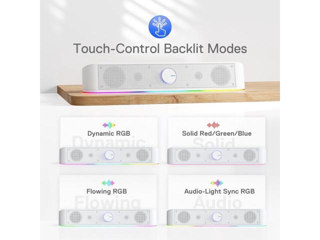 GS560 RGB Desktop Soundbar, 2.0 Channel Computer Speaker with Dynamic Lighting Bar Audio-Light Sync/Display, Touch-Control Backlit with Volume...