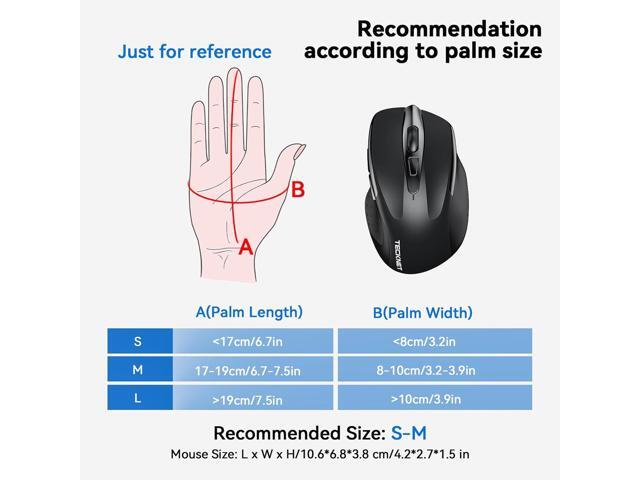 TECKNET Wireless Mouse Rechargeable, 2.4G USB-A Silent Mouse, Quiet Click, 6 Adjustable 4800 DPI, Cordless Computer Mice, Ergonomic Mice for...