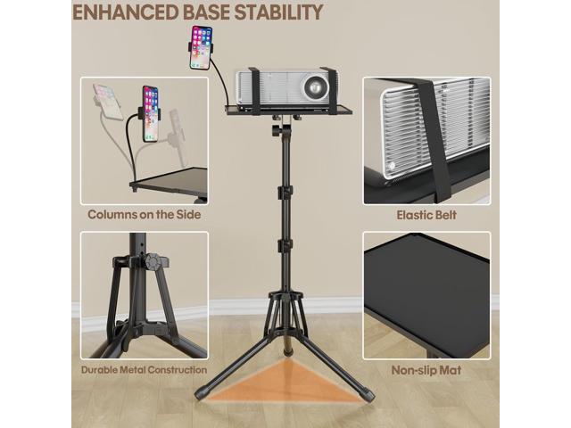 Projector Stand Adjustable Height 20' to 61', Foldable Projector Tripod Stand with Mouse Tray & Phone Holder, Portable Laptop Floor Stand for...
