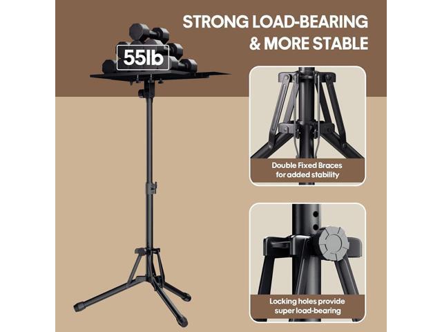 Projector Stand Adjustable Height 20' to 61', Foldable Projector Tripod Stand with Mouse Tray & Phone Holder, Portable Laptop Floor Stand for...