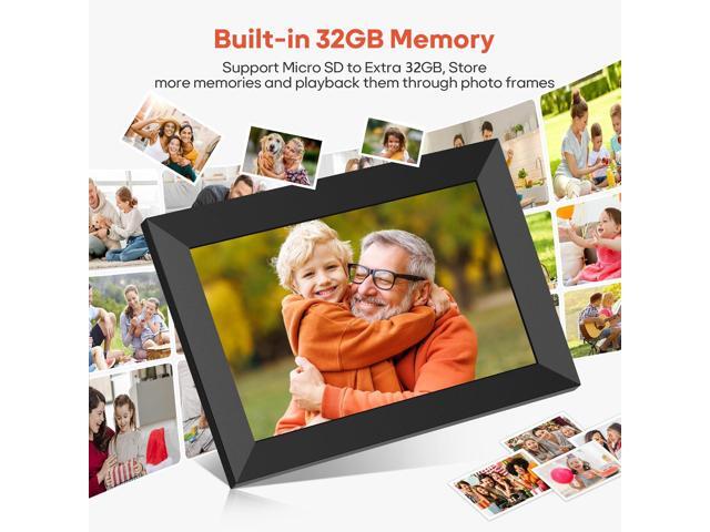 10.1 Inch WiFi Digital Picture Frame, 1280x800 HD IPS Touch Screen Photo Frame Electronic, 32GB Memory, Auto-Rotate, Wall Mountable, Share...