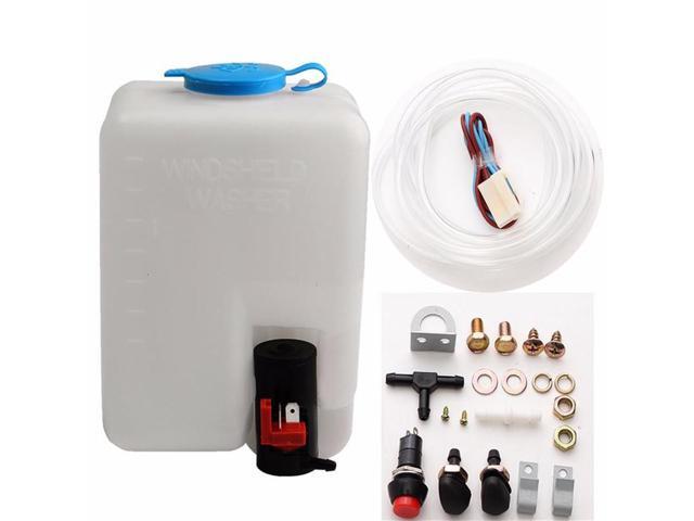 Acaigel 12V 1.8L Auto Front Windshield Washer Pump Reservoir Tank Kit Wash Hose SPLASH