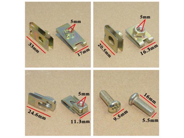Paiying 100x Mixed U Type Metal Clips Car Body Panel Bumper Fixed Fender Fastener Screw