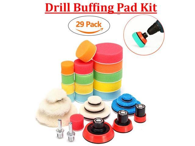 29Pcs 1' 2' 3' Inch Polishing Pad Kit Buffing Buffer Wool Sponge Pad + M14 Wheel