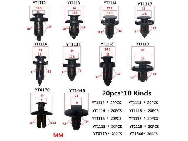 Acaigel 200pcs Black Plastic Mixed Fastener Clip Vehicle Car Bumper Door Panel Fender