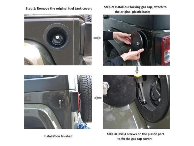 Paiying Fuel Gas Tank Cap Cover Trim Lock Key for Jeep Wrangler JK JKU Rubicon 2007-2018