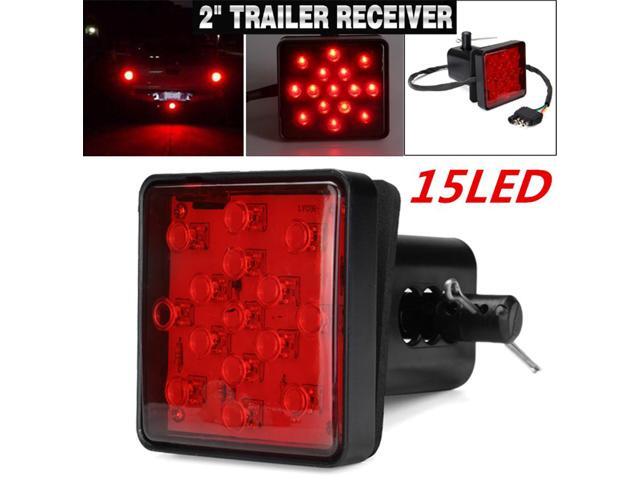 Acaigel 1x 2' 15LED Trailer Truck Towing Receiver Cover Turn Brake Light W Pin Red Hitch