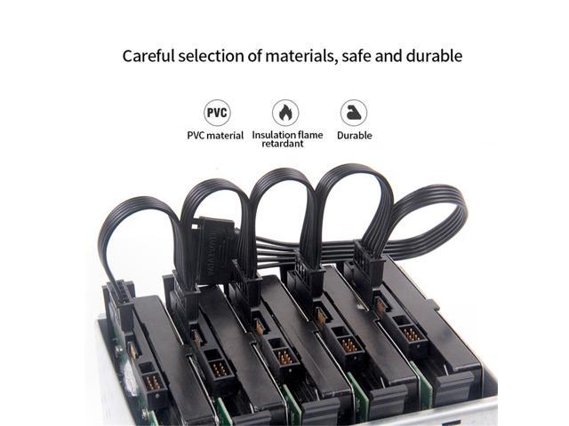 15Pin SATA Power Supply Splitter Cable Hard Drive 1 Male to 5 Female Extension Power Cord for Chia DIY PC Sever Wire length 76mm