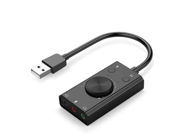 External USB Sound Card Stereo Mic Speaker Audio Jack 3.5mm Cable Adapter for Windows/Mac OS/Linux