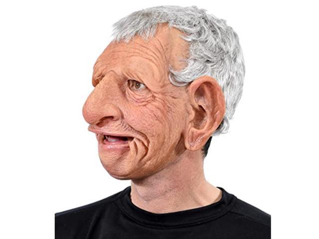 Big Ears Latex Headgear Old Man Mask Halloween Cosplay Party Realistic Full Face Cover