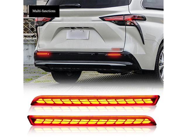 Acaigel 2 Pcs LED Rear Bumper Reflector Tail Brake Flowing Turn Signal Lights For 2021-2023 Toyota Sienna