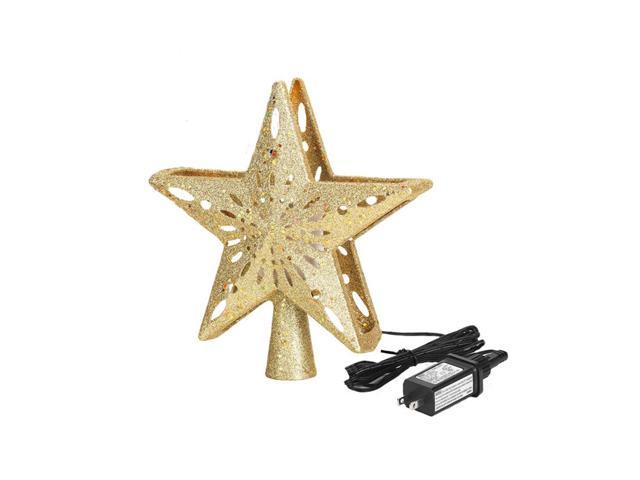 Christmas Star Tree Topper Lighted with LED Snowflake Projector Lights US Plug