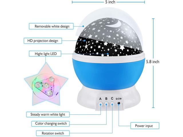 FYUU Hollow Out Night Light Star and Moon Nebula Star Projector 360 Degree Rotation LED Bulb with USB Cable Romantic Gifts for Men Women