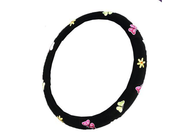 Acaigel 38cm Butterfly Flower Embroidery Car Steering Wheel Cover Interior Accessories