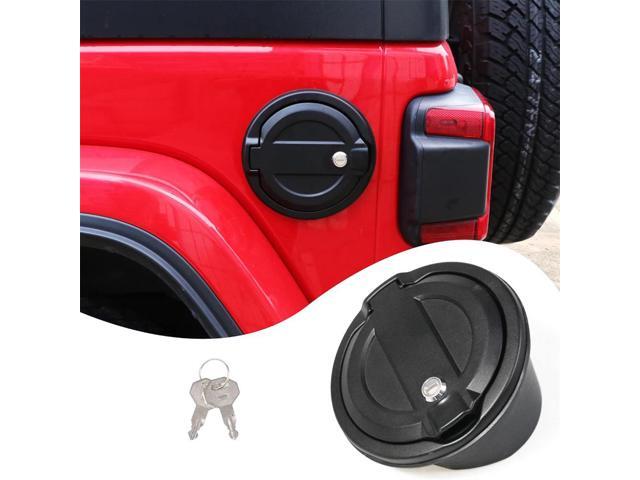 Yassdwbn Locking Gas Tank Cap Fuel Filler Door Cover w/Key For Jeep Wrangler JL 2018-2023