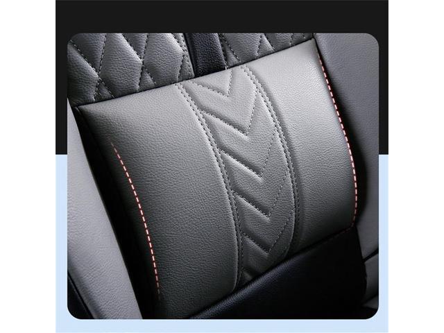 Acaigel Pu Leather Full Set 5-Seats Car Seat Covers Cushion Front & Rear Black+Gray Usa