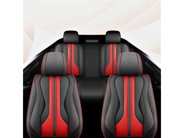 Paiying Black+Red Pu Leather 5-Seats Car Seat Covers Cushion Set Front & Rear