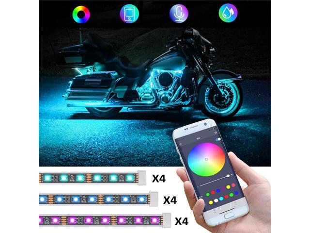 Paiying 12pcs Motorcycle RGB APP Music Control Led Light Kit Waterproof Atmosphere Lights
