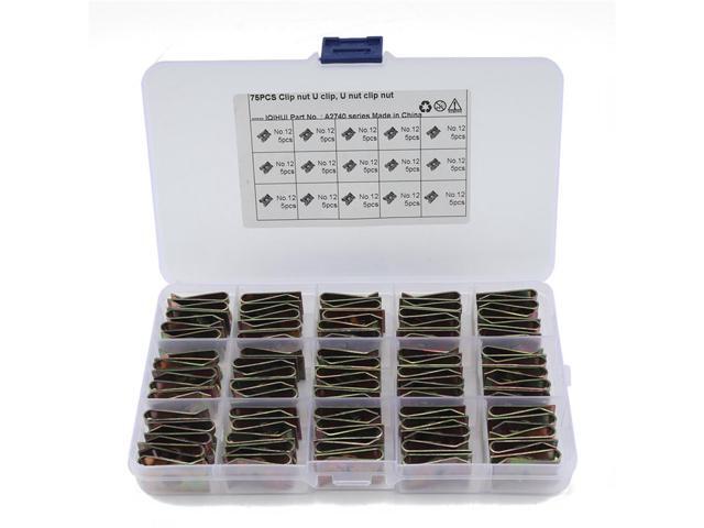 Acaigel 75pcs Speed Fasteners U Nuts Clips No.12 Car Bumper Fender Trim Clamps