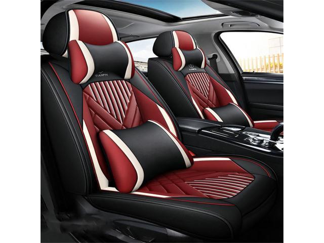 Acaigel Car Seat Covers PU Leather Front Rear Seat Cushion Bench Protector USA