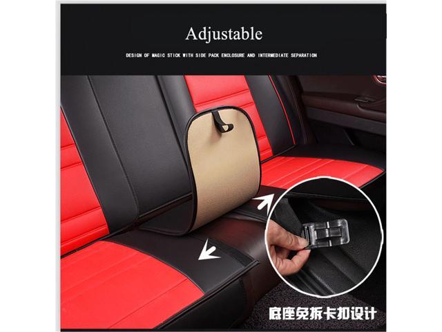 Paiying Full Set Auto Car Seat Covers 5-Seats Accessories Black + Red Leather