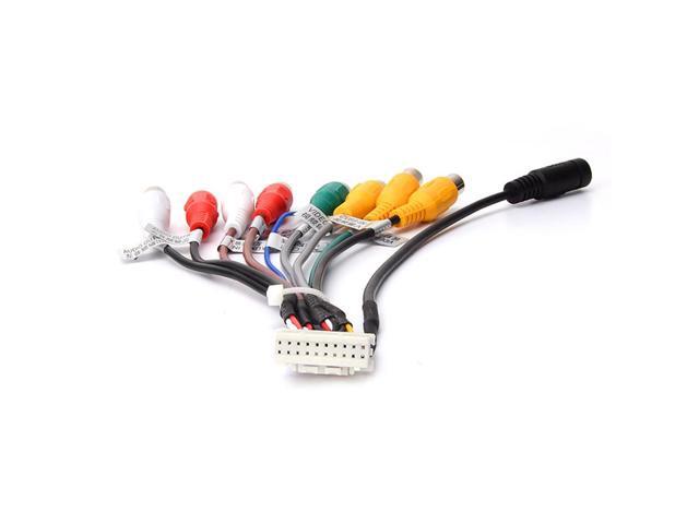 Acaigel 20Pin Car Stereo Radio RCA Output Plug Wire Aux IN Adapter Cable MIC Video Audio