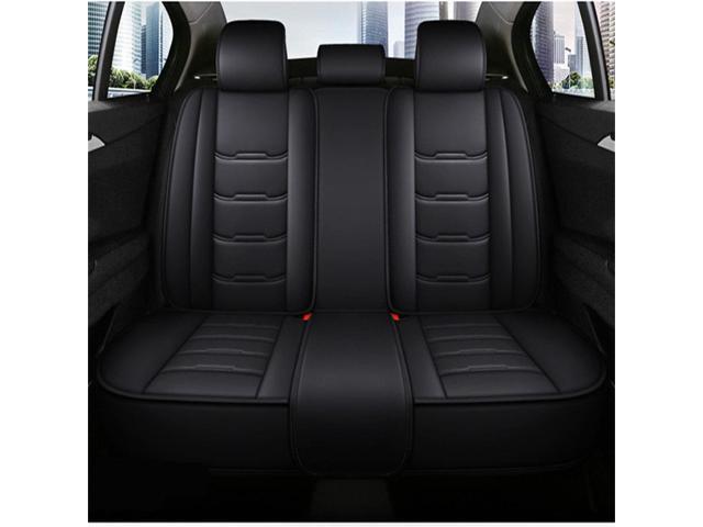 Paiying Black PU Leather Car Seat Cover Full Set Front+Rear Cushion Fit 5-Seat Sedan SUV