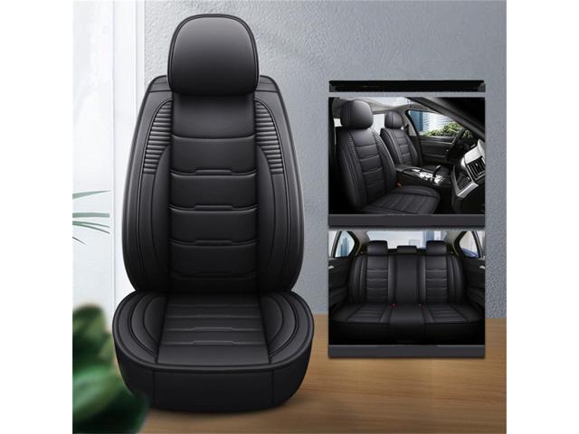 Acaigel Black PU Leather Car Seat Cover Full Set Front+Rear Cushion Fit 5-Seat Sedan SUV