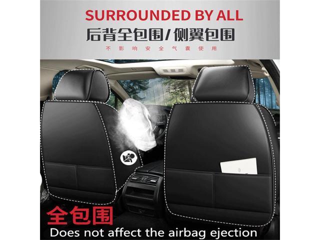 Paiying Black+Red Car Seat Covers Full Surrounded PU Leather Seat Cushion Set Pad 5-Sits