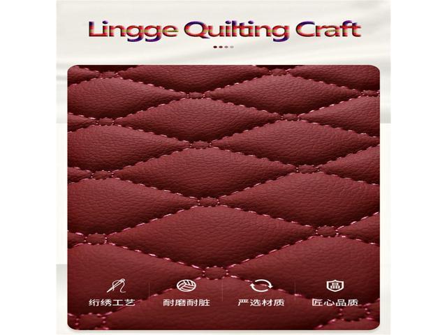 Paiying Red & Beige Car Seat Cover PU Leather Front Rear Cushion Pad Protector