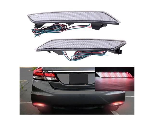 Acaigel Clear Lens Rear Bumper Reflector Led Brake Lights For Honda Civic 2013-2015 Sedan