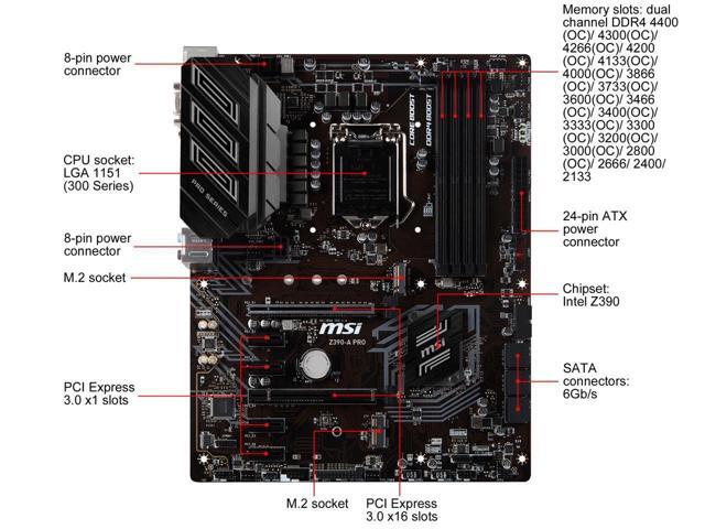 MSI PRO Z390-A PRO LGA 1151 (300 Series) Intel Z390 SATA 6Gb/s ATX Intel Motherboard (Z390-A PRO)