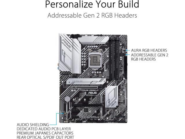 ASUS Prime Z590-P LGA 1200 (Intel 11th/10th Gen) ATX motherboard (PCIe 4.0, 10+1 Power Stages, 3X M.2, 2.5Gb LAN, front panel USB 3.2 Gen 2 USB...