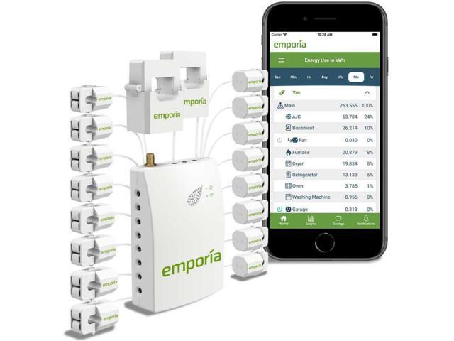 Gen 2 Emporia Vue Smart Home Energy Monitor with 16 50A Circuit Level Sensors Real Time Electricity Monitor/Meter Solar/Net Metering