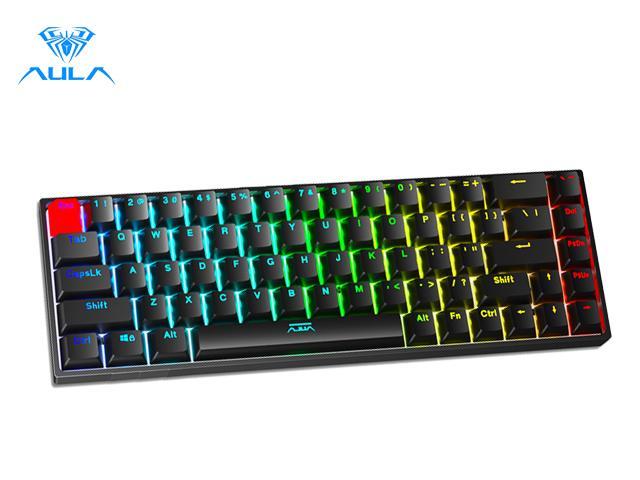 Aula F3068 68 Keys Bluetooth+Wired Dual Mode Keyboard, Hot Swap Gaming Keyboard, Detachable, RGB Backlight Effect, for Windows/Mac/PC/Laptop (Blue.